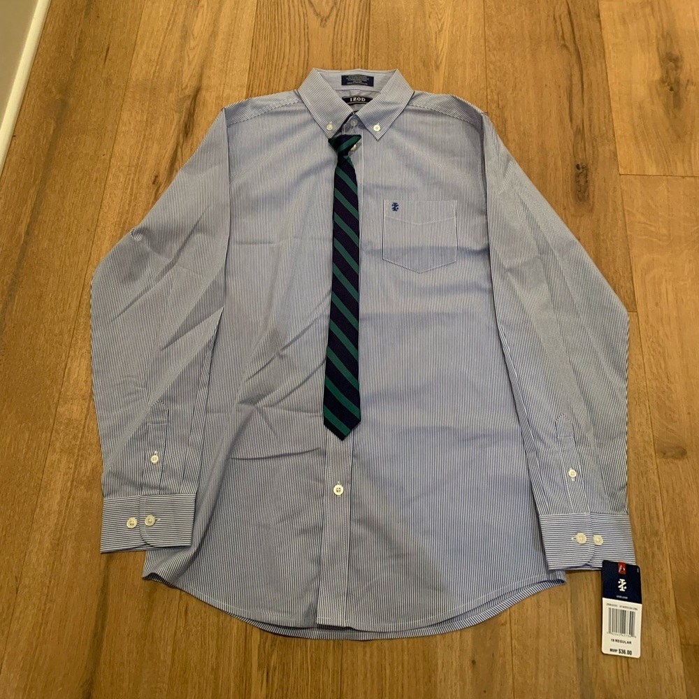 IZOD Dress Shirt with Clip on Tie